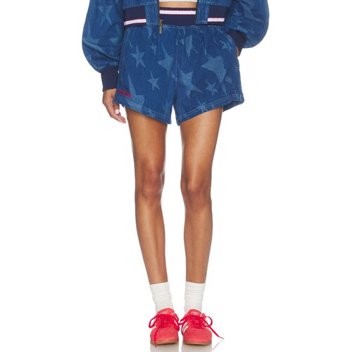 adidas Originals蓝色裤装牛仔复古风夏季新款休闲裤REVOLVE