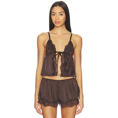 KAT THE LABEL MADELINE 睡衣上装 棕色REVOLVE小众新款