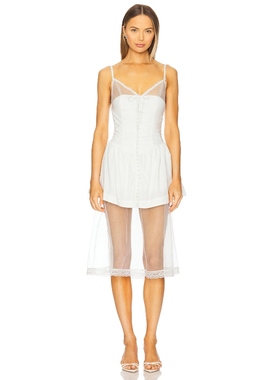 For Love & Lemons SUSANNAH 中长款连衣裙女夏 白色REVOLVE新款