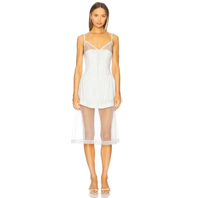 For Love & Lemons SUSANNAH 中长款连衣裙女夏 白色REVOLVE新款