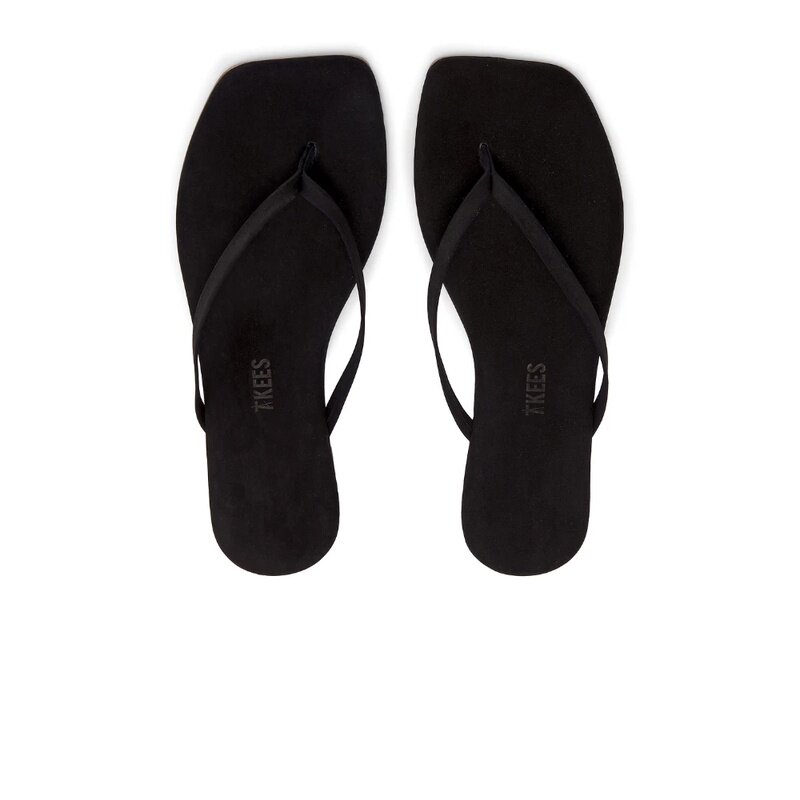 [早秋新品]TKEES黑色凉鞋绑带夹脚平底鞋REVOLVE