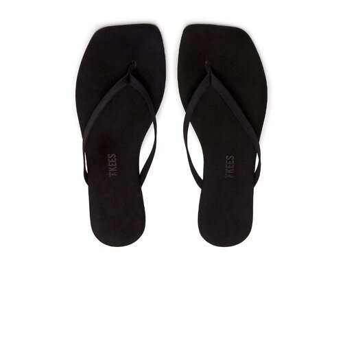 [早秋新品]TKEES黑色凉鞋绑带夹脚平底鞋REVOLVE