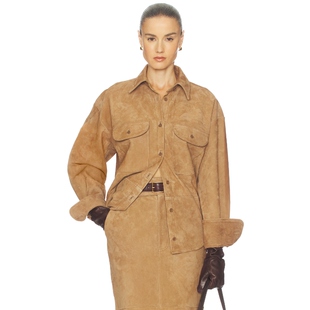Helsa SUEDE 外套式衬衫 棕黄色 静奢风老钱风REVOLVE小众新款