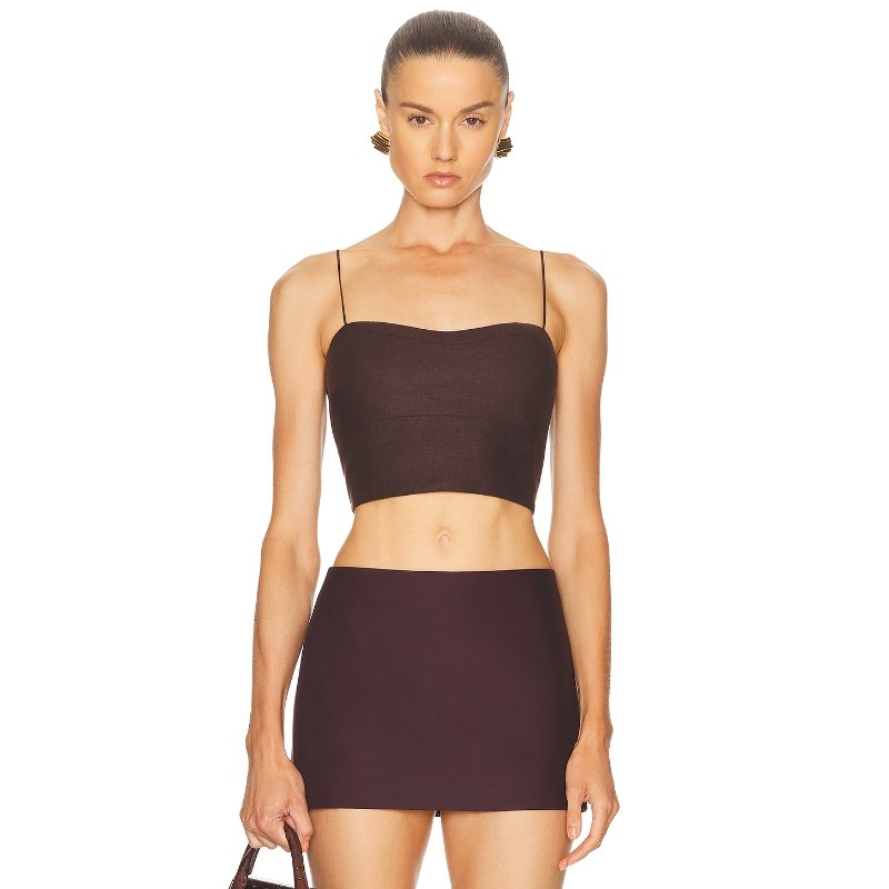 Adam Lippes BEX 上装 巧克力色 y2k辣妹风REVOLVE小众新款