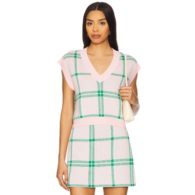 [春季新品]Favorite Daughter复古粉色格纹针织衫背REVOLVE保暖