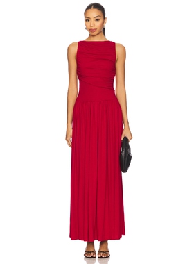 [冬季新品]Runaway The Label长裙设计感褶饰收腰连衣裙REVOLVE