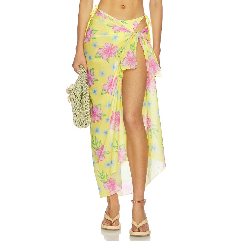 Frankies Bikinis黄色半裙碎花度假风半身裙早秋新品REVOLVE