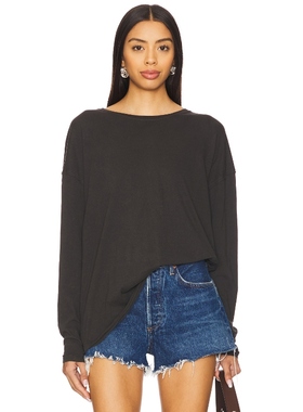 Free People 深灰色长袖内搭T恤基础款上衣宽松卫衣REVOLVE新款