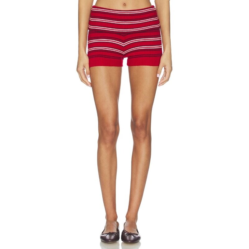 [秋冬新品]Frankies Bikinis红色短裤条纹辣妹修身短裤REVOLVE