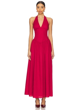 MORE TO COME 挂脖露背梦露新年连衣裙红色礼服裙REVOLVE