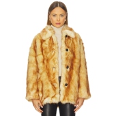 休闲风REVOLVE Rag 春季 BRENNA 新品 Bone 棕色美式 皮草外套