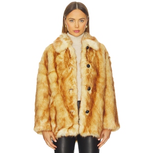 Bone 棕色美式 休闲风REVOLVE 皮草外套 Rag 新品 春季 BRENNA