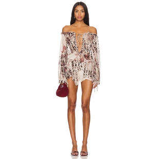 Jaded London BARDOT HANKY HEM 裙子 棕色 y2k辣妹风REVOLVE小众