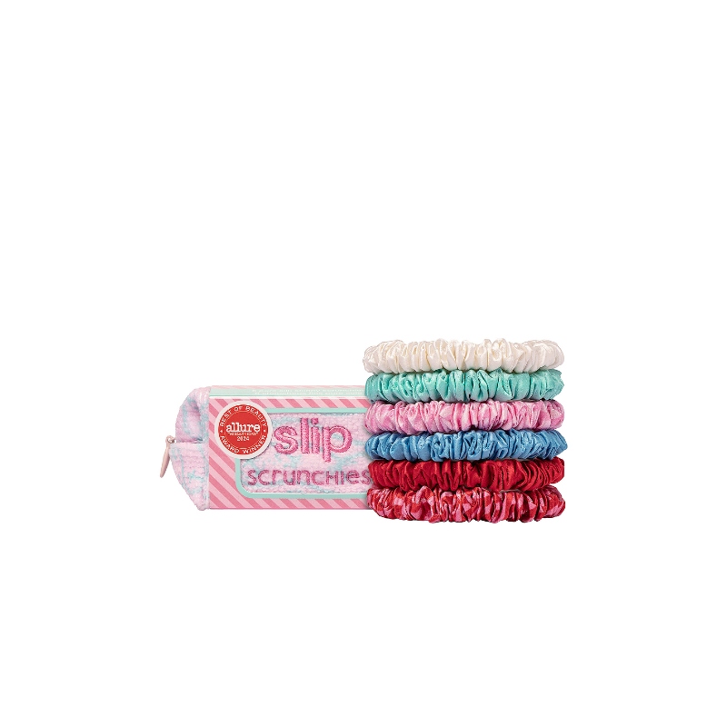 slip Skinny Scrunchies Set Of 6 ＆ Pouch 美容: NAREVOLVE新