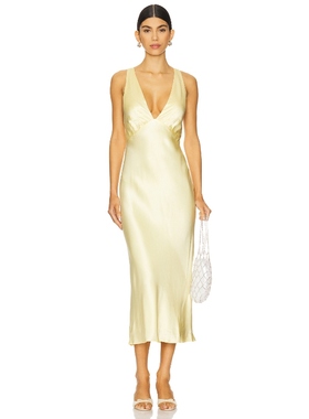 Shona Joy La Lune Plunged Cross 柠檬色revolve小众新款