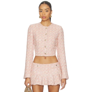 CROP POCKET 夹克 粉色 GUIZIO 老钱风REVOLVE小众新款 PATCH