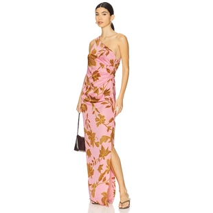Shoulder One Ruched Maxi 粉红胭脂系列REVOL ROCOCO Dress SAND