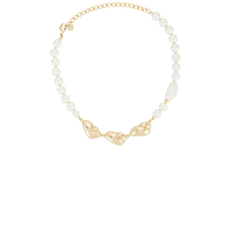 self-portrait GOLD SHELL AND PEARL NECKLACE 项链 26春夏新品