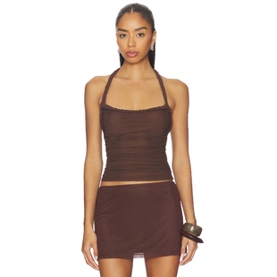 Gianna 巧克力色REVOLVE小众新款 Ruched Top Halterneck SNDYS