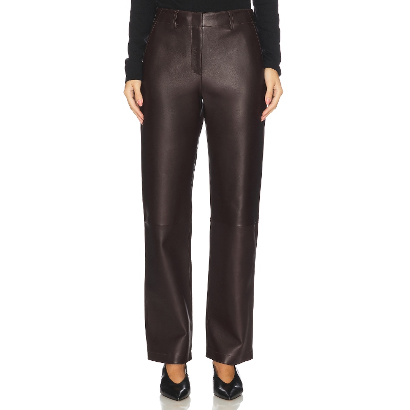 Theory 皮裤 巧克力色 美式休闲风REVOLVE小众新款