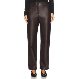 休闲风REVOLVE小众新款 Theory 美式 巧克力色 皮裤