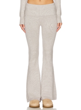 LIONESS MUSE 翻腰针织喇叭裤休闲通勤风梨型显瘦REVOLVE