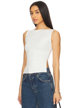 ALL THE WAYS 白色一字领上衣辣妹风修身无袖背心REVOLVE小众新款