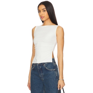 THE 背心REVOLVE小众新款 WAYS 无袖 白色一字领上衣辣妹风修身 ALL