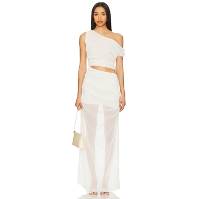 [冬季新品]SNDYS 裙子白色不规则薄纱连衣裙女礼服裙REVOLVE