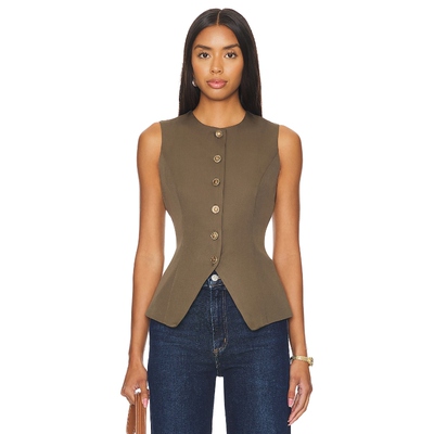 SNDYS 棕色收腰马甲极简通勤风纽扣设计感上衣REVOLVE小众新款