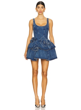 AKNVAS Devyn Saxe Blue Denim Ruffle Dress 蓝色REVOLVE小众新