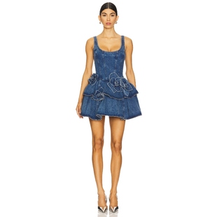 AKNVAS Devyn Saxe Blue Denim Ruffle Dress 蓝色REVOLVE小众新