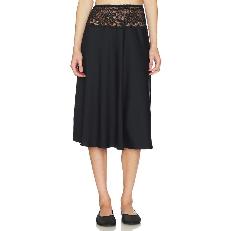 Frankies Bikinis HARPER SATIN MIDI 半身裙 黑色REVOLVE小众新