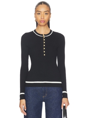 Rag & Bone KASSY 罗纹亨利款上装 黑色 y2k辣妹风REVOLVE小众新