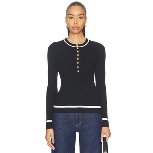 KASSY Bone 罗纹亨利款 上装 y2k辣妹风REVOLVE小众新 Rag 黑色