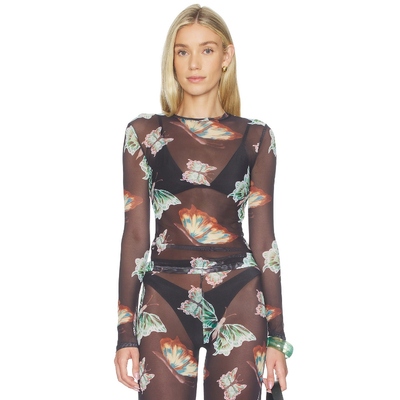 Juliet Johnstone MESH LONG SLEEVE 上装 黑色 y2k辣妹风REVOLVE