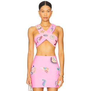 Oceanus 新品 SHELL 上装 REVOLVE小众 粉色 春季