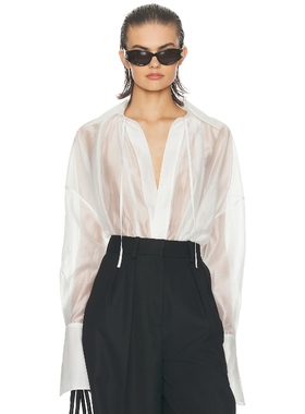 [冬季新品]Helsa抽绳衬衫极简风宽袖中性通勤微透穿搭REVOLVE