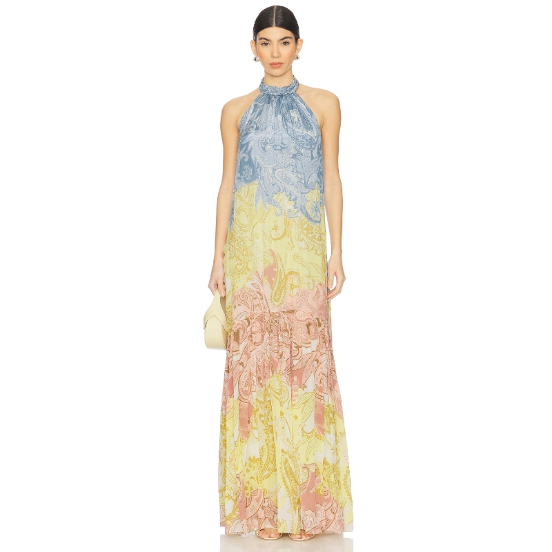 HEMANT AND NANDITA 挂颈裙 Blue,Yellow晨袍REVOLVE小众