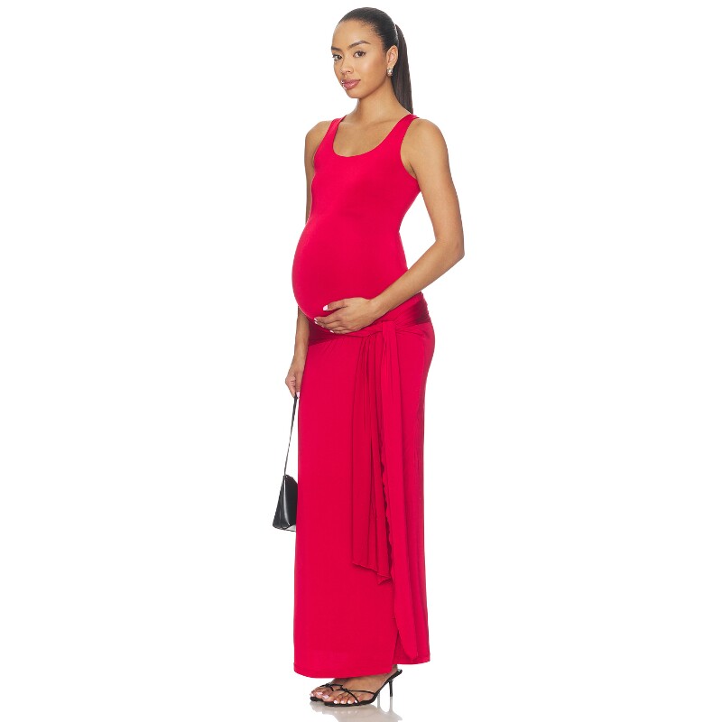 BUMPSUIT红色连衣裙圆领绑带优雅风夏季新品修身长裙REVOLVE