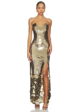 Rahul Mishra 束腰长裙 金属金色REVOLVE小众新款