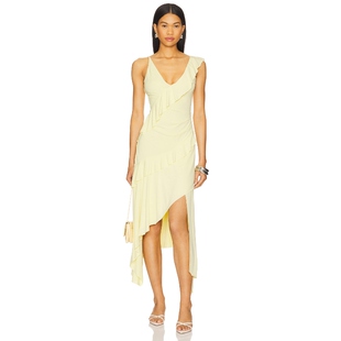 Bec 新品 Bridge MARNIE 柠檬色REVOLVE小众 不规则裙子 春季