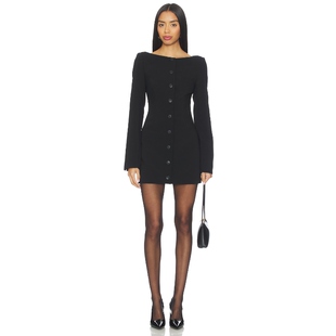 NADINE Friends 轻熟风黑色排扣设计连衣裙REVOLVE and Lovers