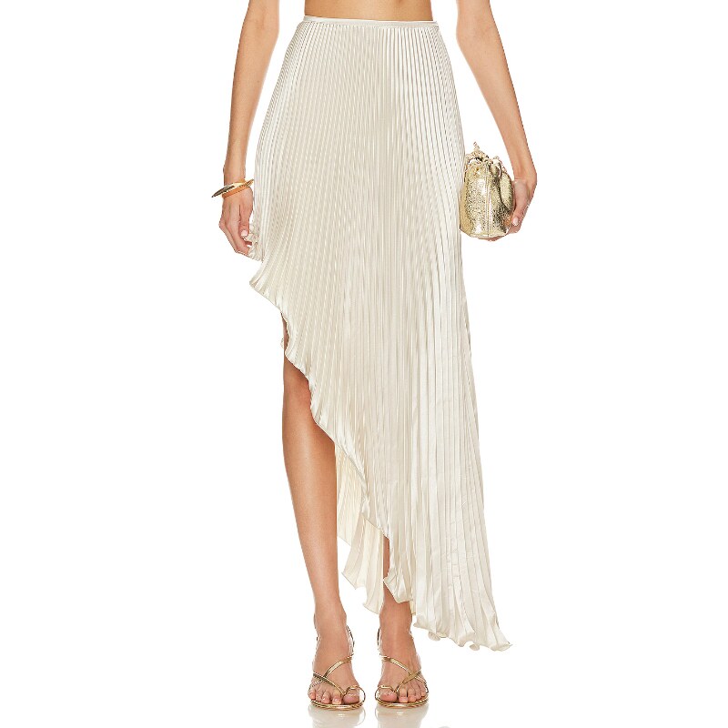 L'IDEE 百褶半身裙不规则设计感开叉长裙REVOLVE小众新款