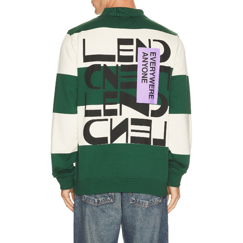 LEND绿色上衣条纹字母印花长袖修身短款衬衫早秋新品REVOLVE