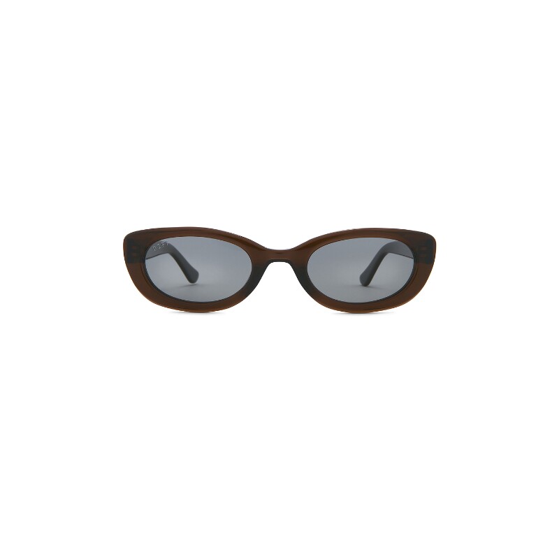 DIFF EYEWEAR棕色太阳眼镜猫眼框窄框复古风墨镜REVOLVE