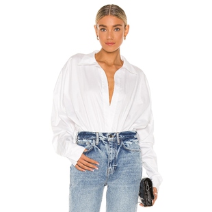 连体衣长袖 衬衫 深V领上衣紧身服REVOLVE Kamali Norma