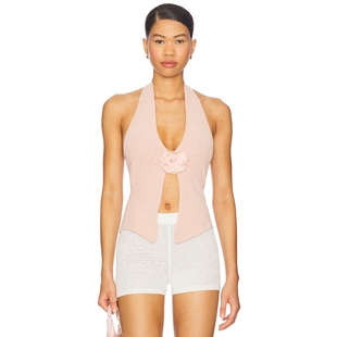 With Jean ROSE 上装性感露背挂脖吊带上衣辣妹风REVOLVE小众新款