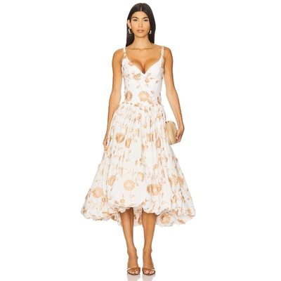 [冬季新品]PatBO BOTHANICAL 中长款连衣裙 白色 REVOLVE小众