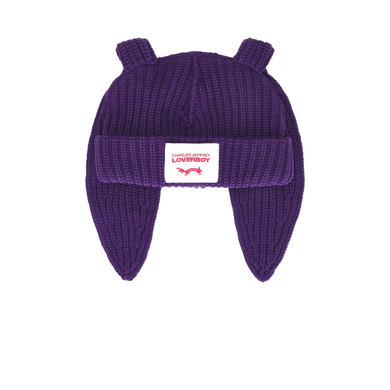 Charles Jeffrey LOVERBOY CHUNKY 针织毛线帽 紫revolve小众新款图片